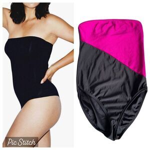 EUC! American Apparel Black Fuchsia Strapless Bodysuit - Size Medium